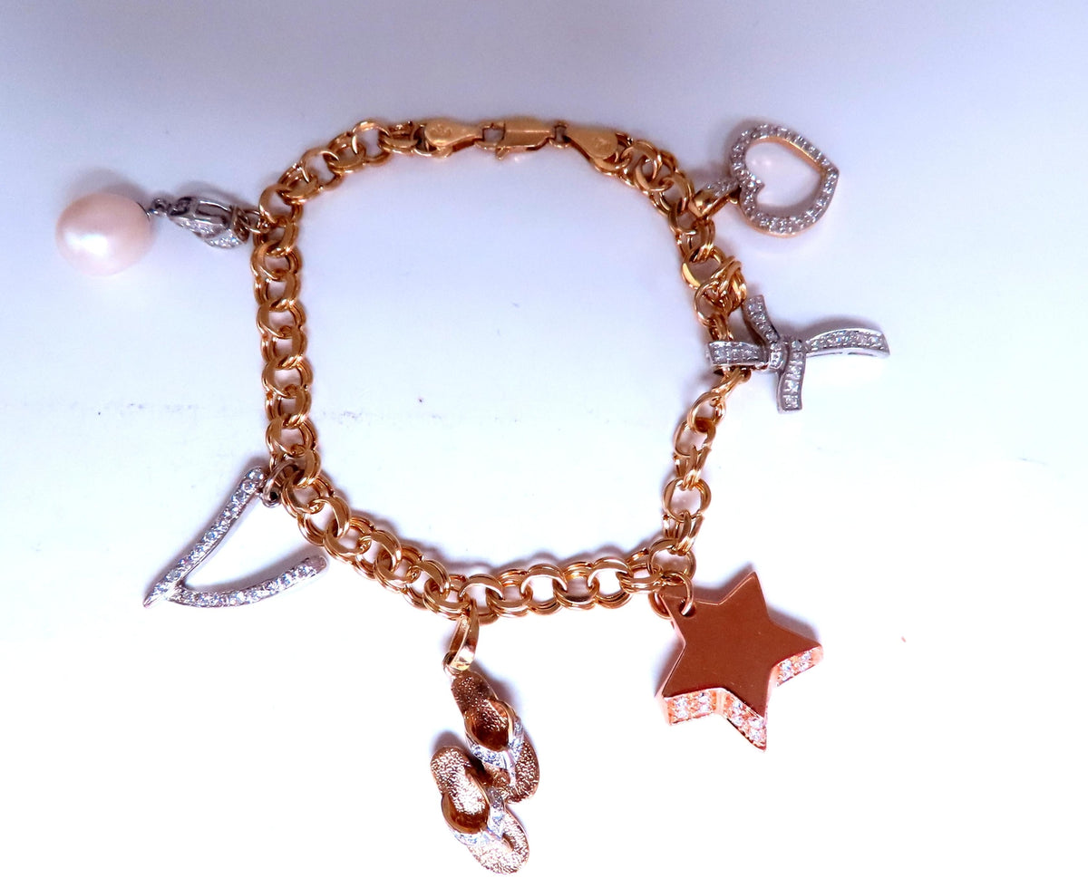 Caribbean keepsake natural diamonds charm bracelet 14Kt gold 12457 *v