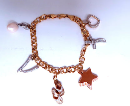 Caribbean keepsake natural diamonds charm bracelet 14Kt gold 12457 *v