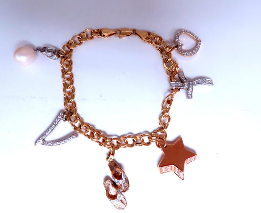 Caribbean keepsake natural diamonds charm bracelet 14Kt gold 12457 *v
