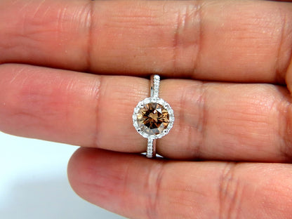 1.78ct natural fancy vivid orange brown diamond ring 18kt *v