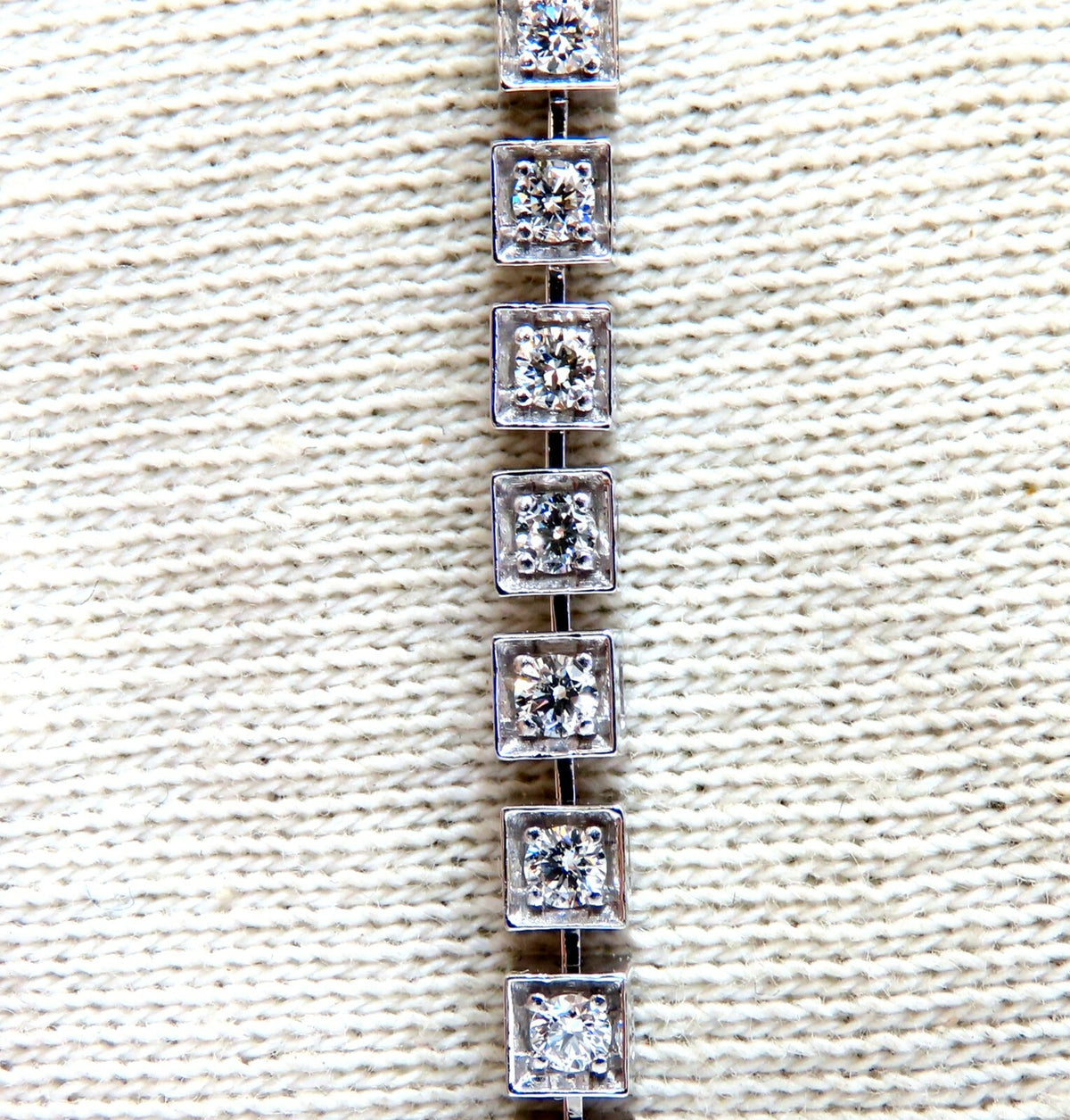 1.55ct Natural Diamonds Tennis Bracelet 14kt Gold Squared Box Bead Set *v