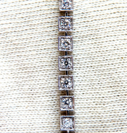 1.55ct Natural Diamonds Tennis Bracelet 14kt Gold Squared Box Bead Set *v