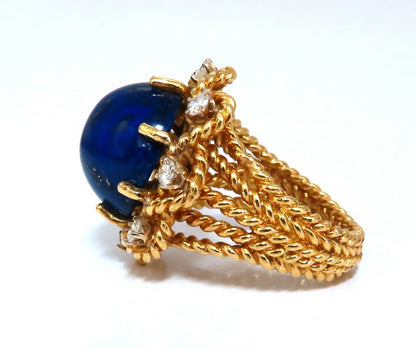 GIA Certified Natural Lapis Diamond Clip Earrings & Ring 18kt *v