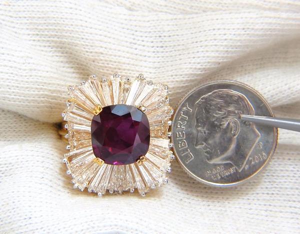 GIA Certified 5.08ct. Natural Ruby Diamonds ring 18kt Ballerina Prime *v