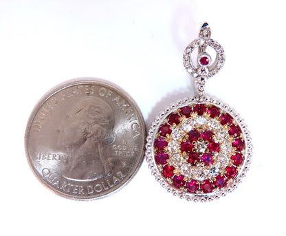 Natural 5.20ct Ruby Diamonds Dangle Earrings 14kt Bullseye Statement *v