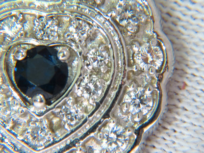 1.25CT NATURAL SAPPHIRE DIAMOND CLUSTER NECKLACE 14KT *v