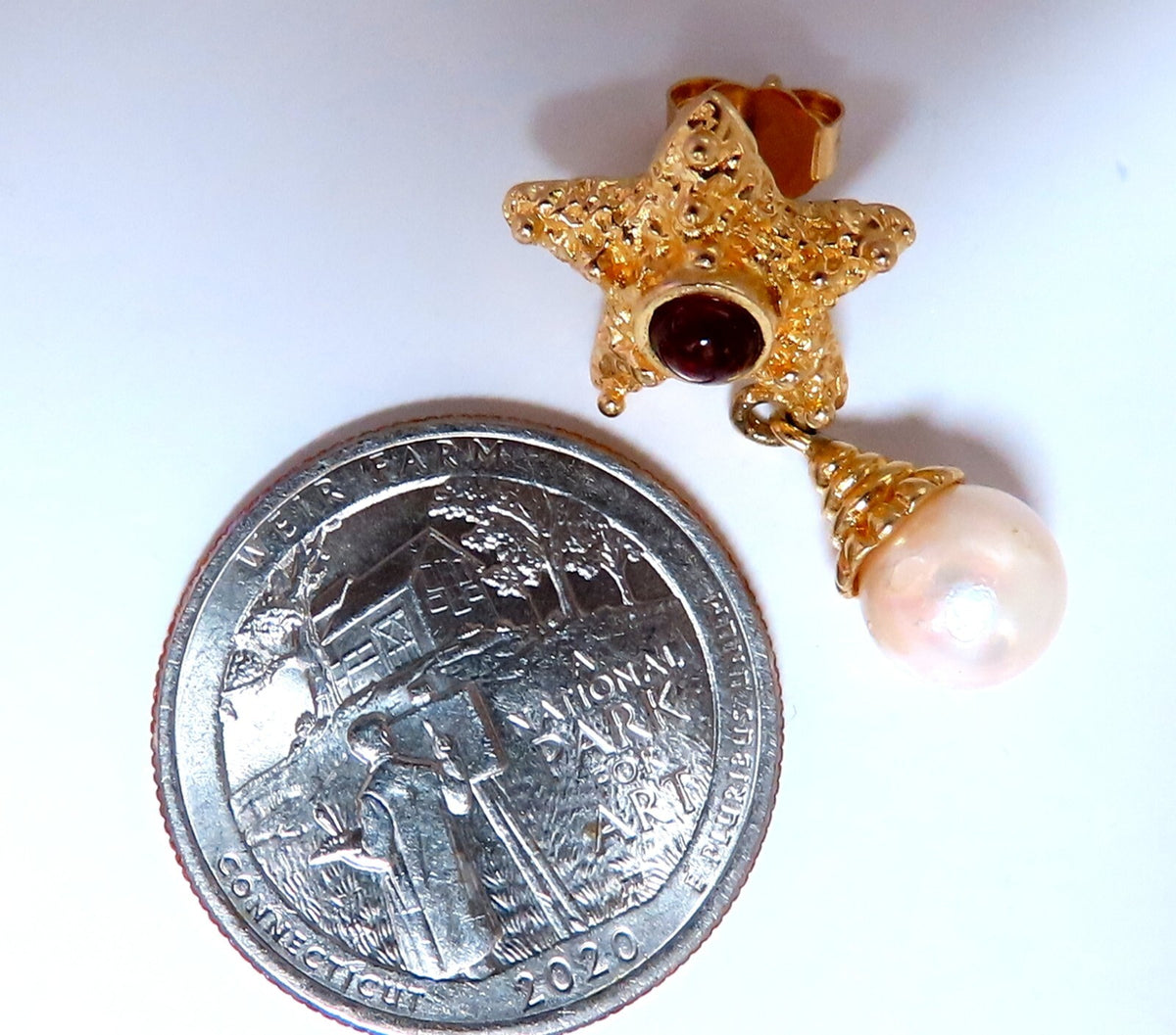 Starfish Pearl Statement Earrings 14kt *v