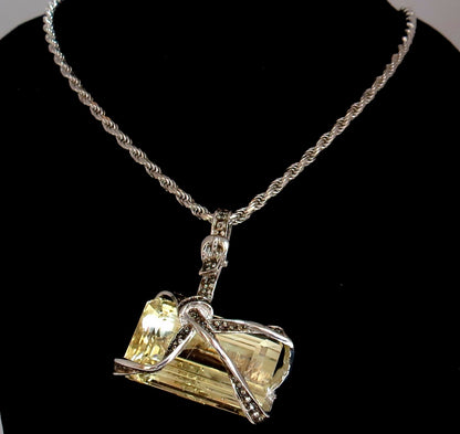 133.18ct GIA CERTIFIED SPODUMENE BELT WRAP PENDANT NECKLACE (Yellow Aqua) *v