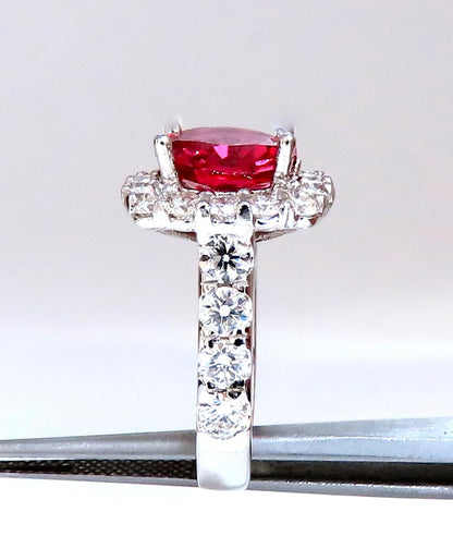 GIA Certified Natural No Heat Spinel 3.86ct Diamonds Cluster Ring 14Kt *v