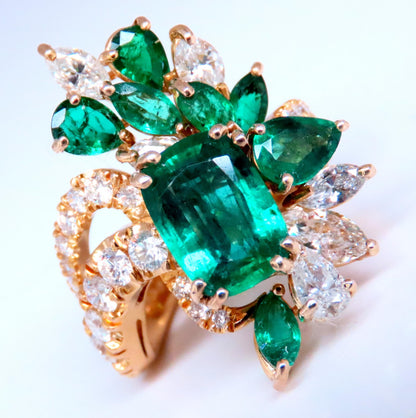 GIA 3.27ct Natural Emerald Cocktail Diamond Ring 14kt F2 12410 *v