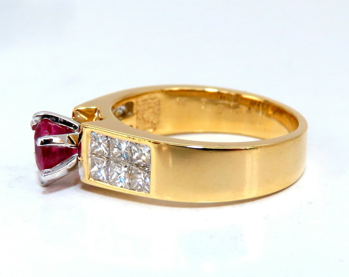GIA Certified 1.04ct Natural Ruby Diamonds Ring 14 Karat Gold Cathedral *v
