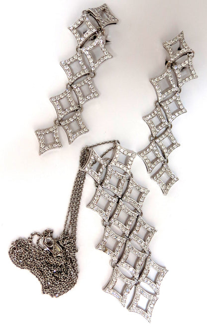5.00ct diamonds earrings & necklace matching suite 18kt g/vs diamond shaped *v