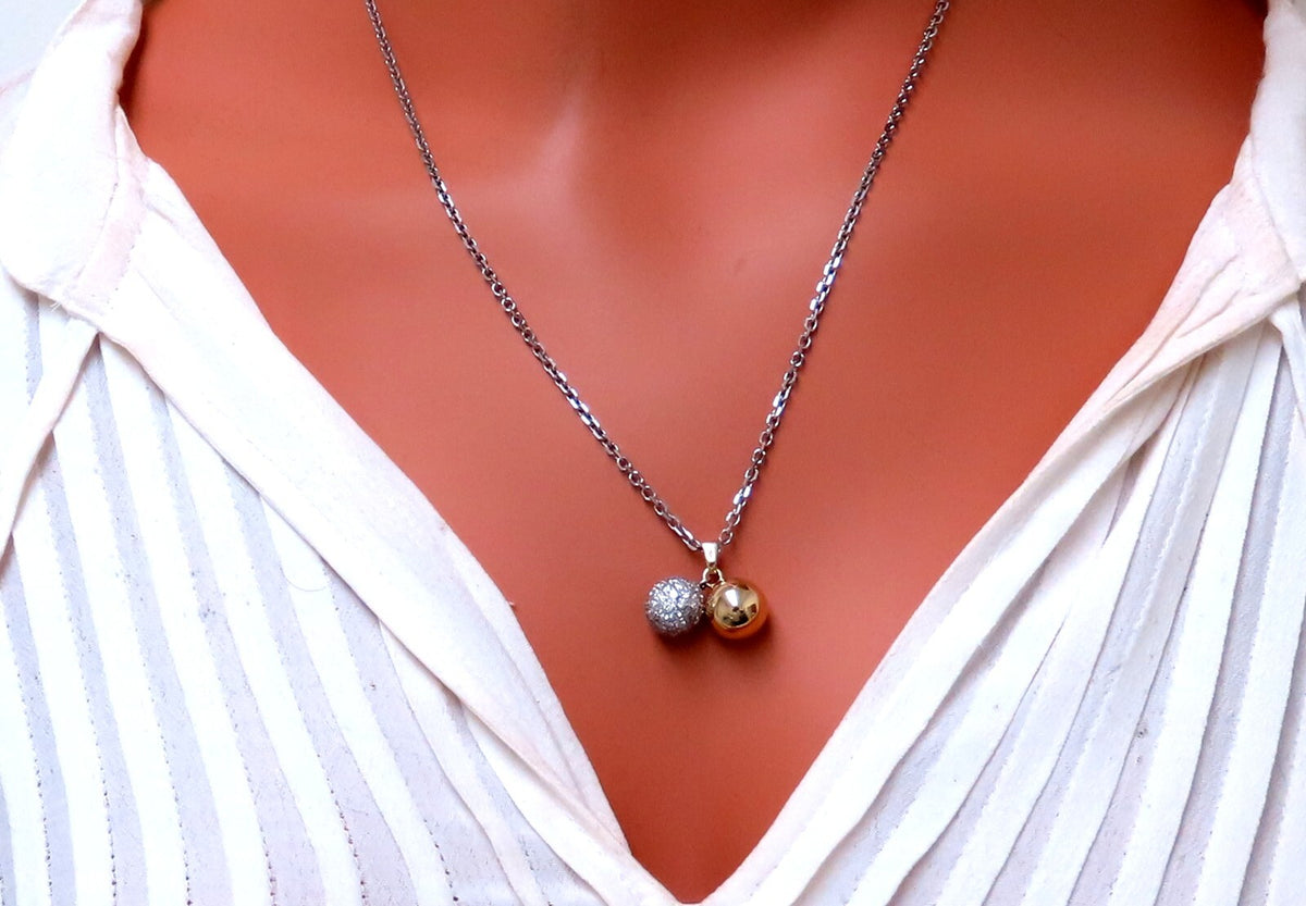 1.18ct Natural Diamonds Ball & Gold Dangle Pendant 14kt *v