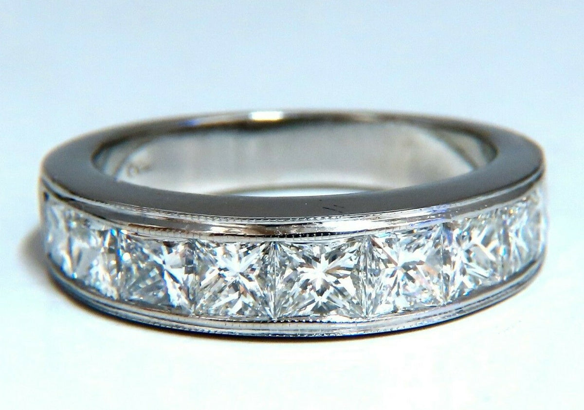 2.30ct Natural Princess Cut Diamonds Channel Band Platinum Ring *v