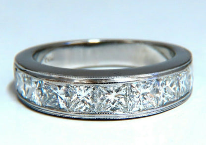 2.30ct Natural Princess Cut Diamonds Channel Band Platinum Ring *v