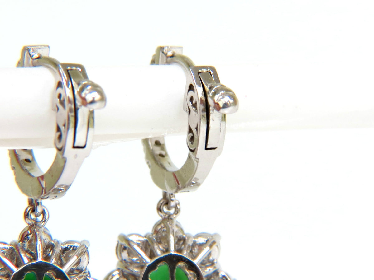 2.88CT NATURAL FINE GEM TSAVORITE DIAMOND DANGLE EARRINGS HOOP 14KT G/VS *v
