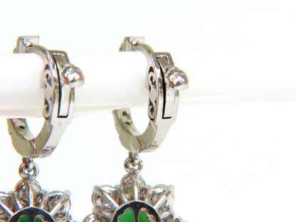 2.88CT NATURAL FINE GEM TSAVORITE DIAMOND DANGLE EARRINGS HOOP 14KT G/VS *v