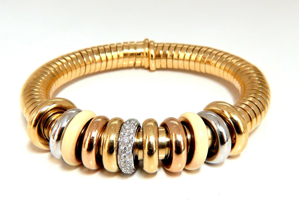 1.00ct Diamonds Ladies Accordion Bangle Bracelet 18 karat Rolling Rings Float *v