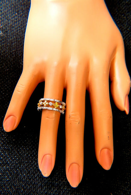 3.25ct Natural Fancy Yellow Baguette & Rounds Platinum Eternity Ring*v