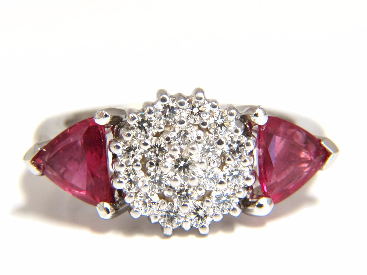 2.00ct NATURAL PINK SAPPHIRE DIAMONDS RING 14KT CIRCULAR CLUSTER TOP *v