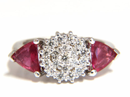 2.00ct NATURAL PINK SAPPHIRE DIAMONDS RING 14KT CIRCULAR CLUSTER TOP *v
