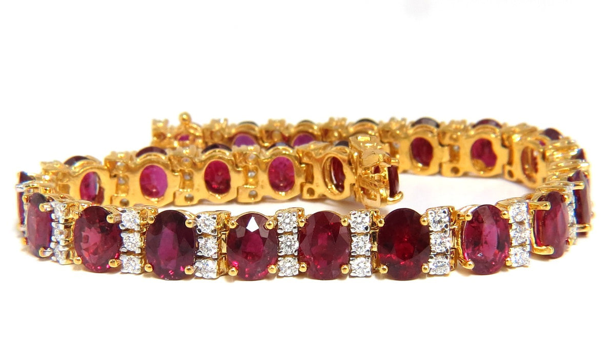 21.86ct NATURAL FINE VIVID RED RUBY DIAMONDS TENNIS BRACELET CLASSIC 14kt *v