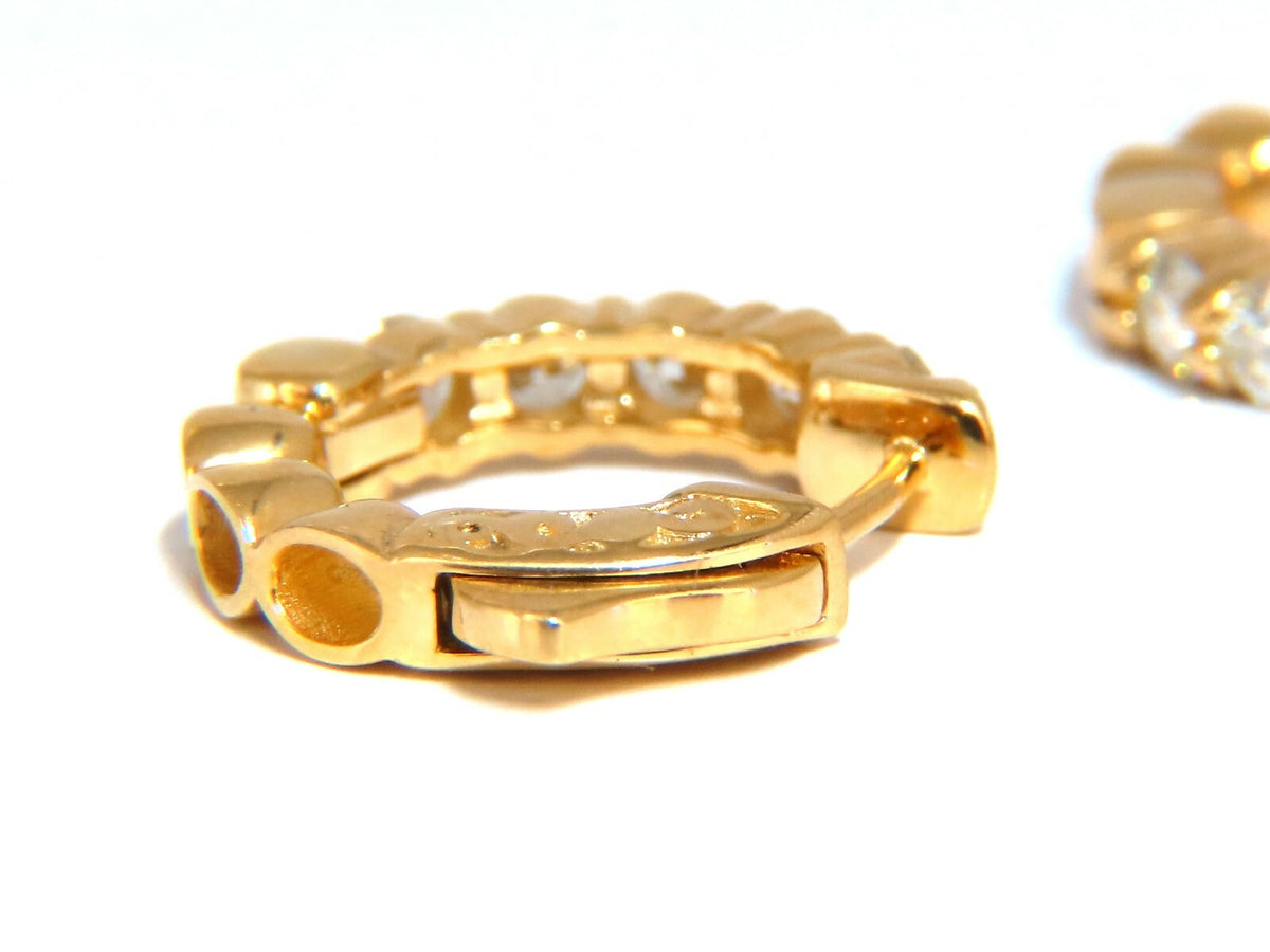 .88ct Natural Round Diamond mini hoop earrings 14kt yellow gold Dime *v