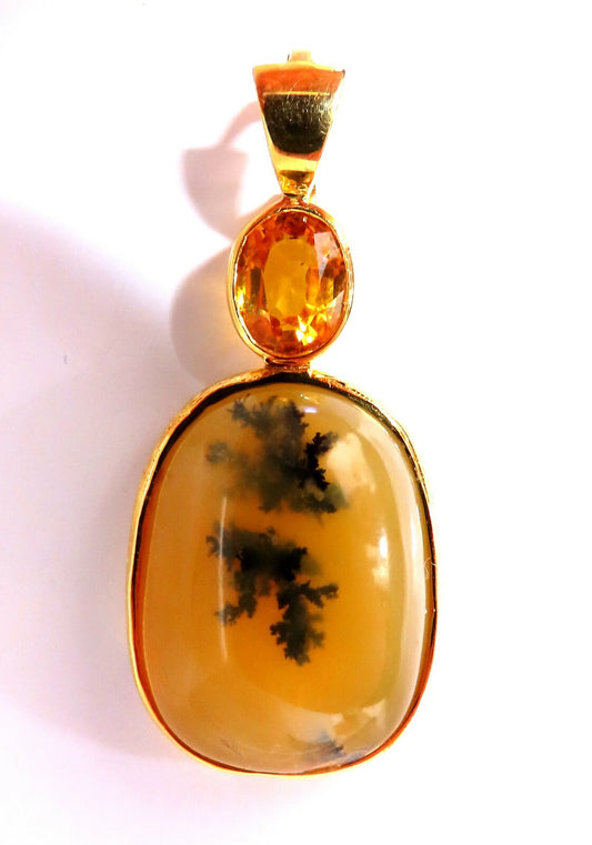 GIA Certified Natural Opal Yellow Sapphire Pendant Retractable Clasp 18kt *v