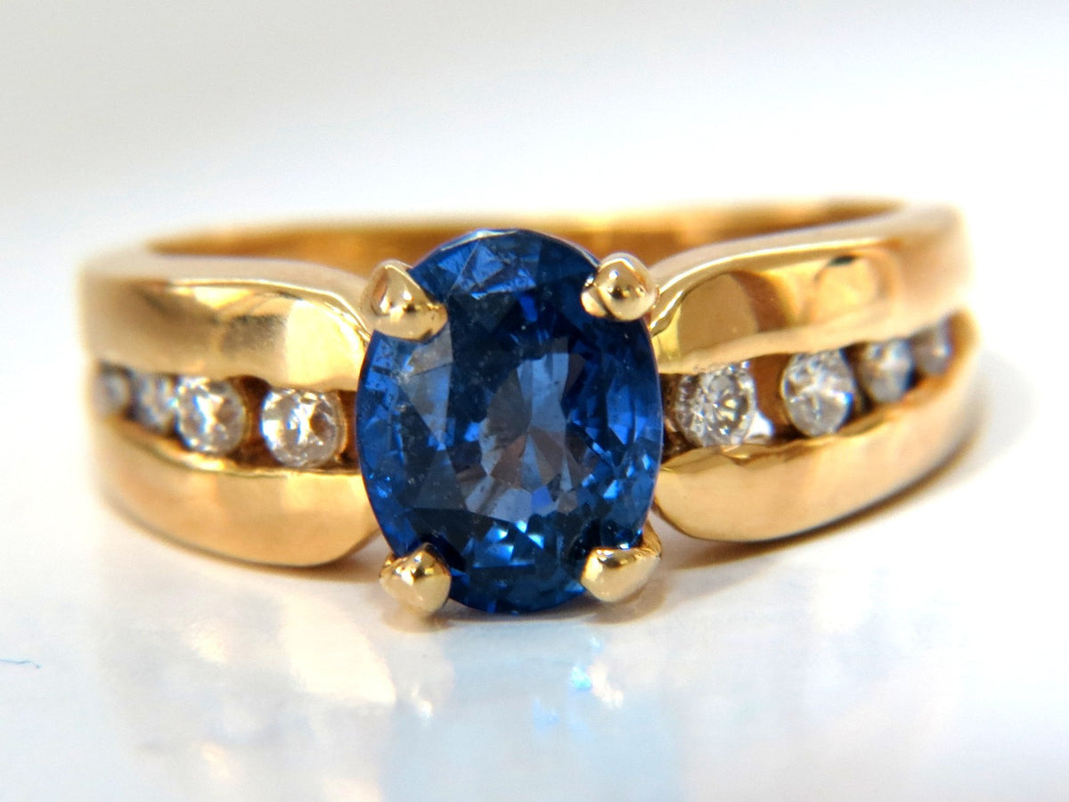 GIA Certified 2.66ct natural no heat sapphire diamond ring 14kt. unheated blue*v