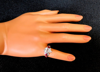 GIA Certified 2.64ct Natural Pear Diamond Ruby ring 14kt *V