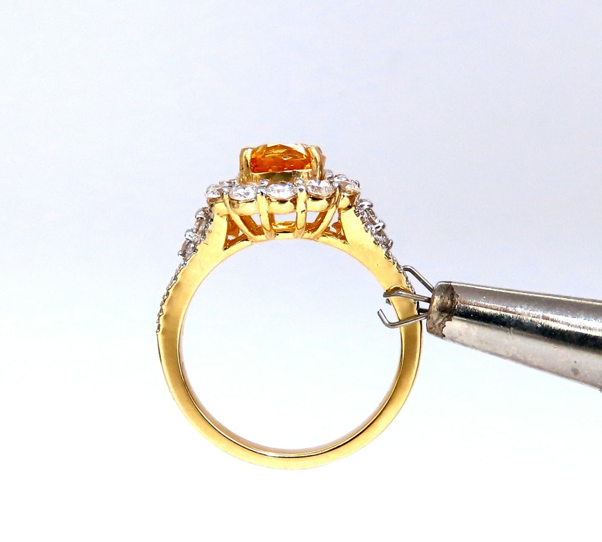 GIA Certified 2.59Ct Natural Yellow Natural Sapphire Diamonds Ring 14kt *v