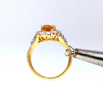 GIA Certified 2.59Ct Natural Yellow Natural Sapphire Diamonds Ring 14kt *v