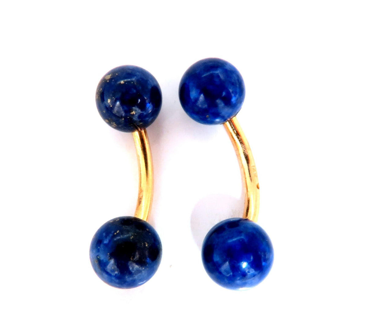 14kt gold 10mm lapis lazuli cufflinks*v