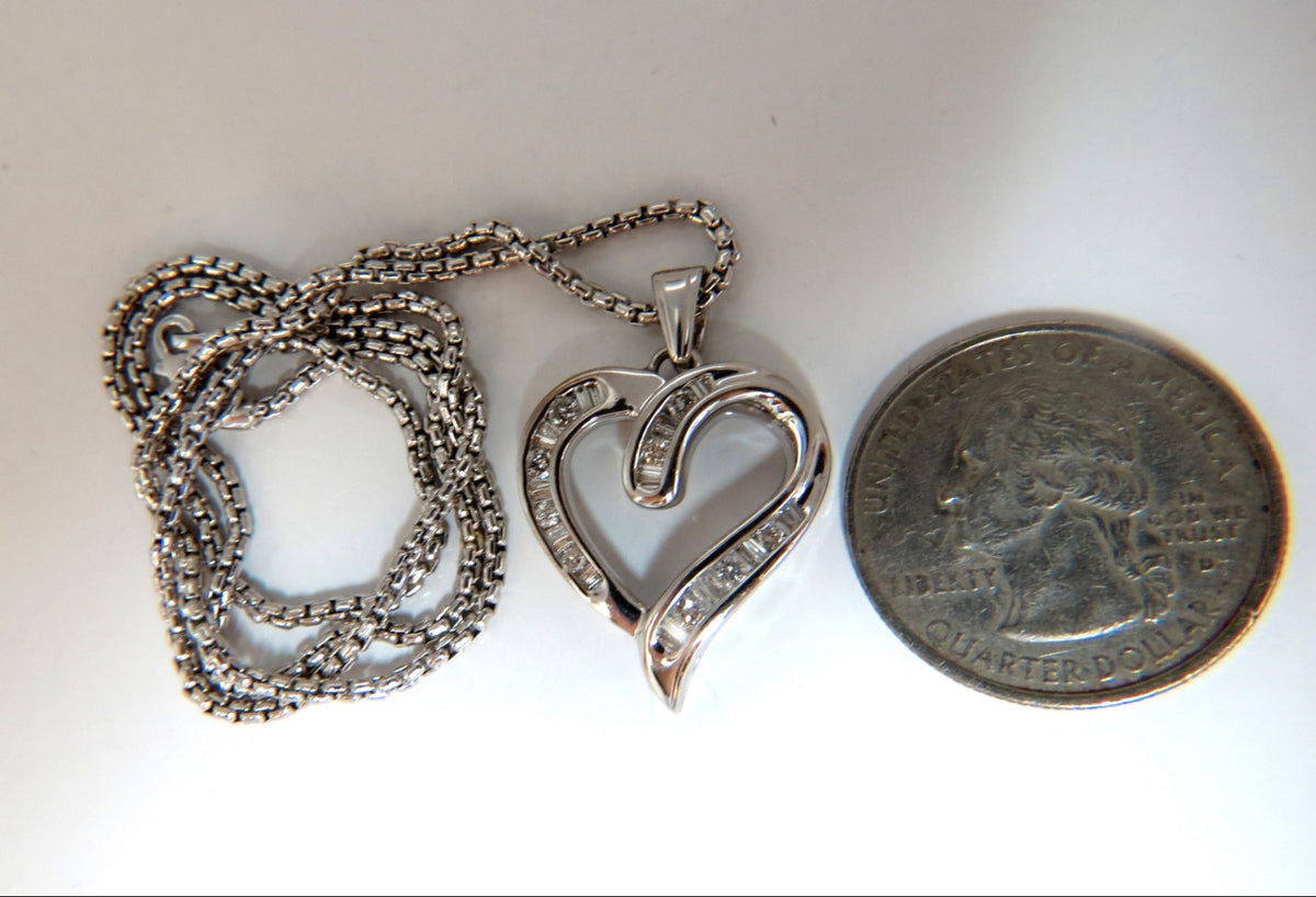 .50ct Open Heart Rounds & Baguettes Diamond Necklace 14 karat *v