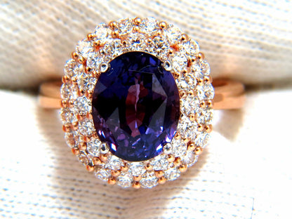 GIA Certified 6.41ct Natural Vivid purple sapphire diamonds ring *v