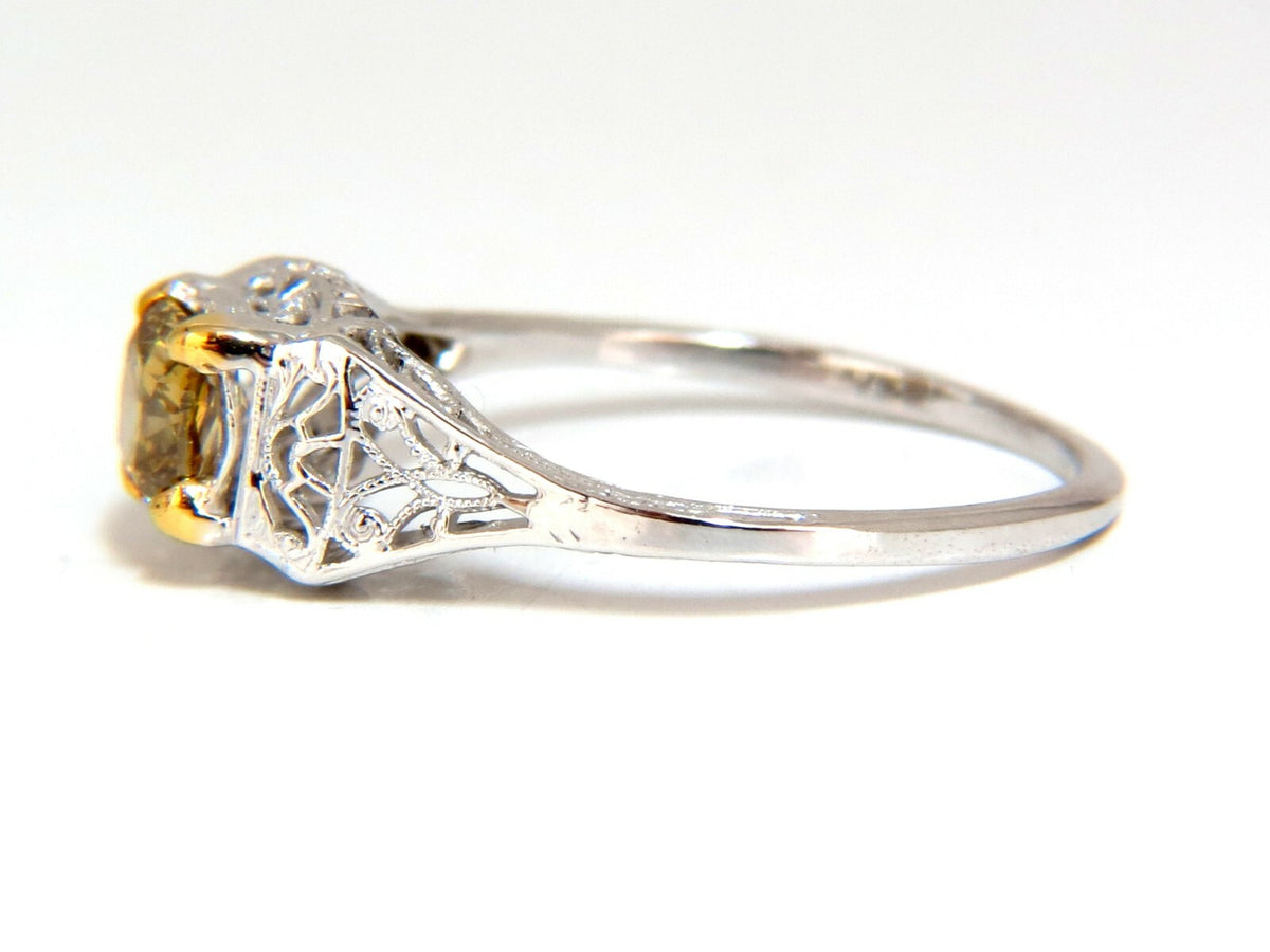 .57ct Natural Fancy Orange Brown Diamond Vintage Gilt Ring 14 Karat *v