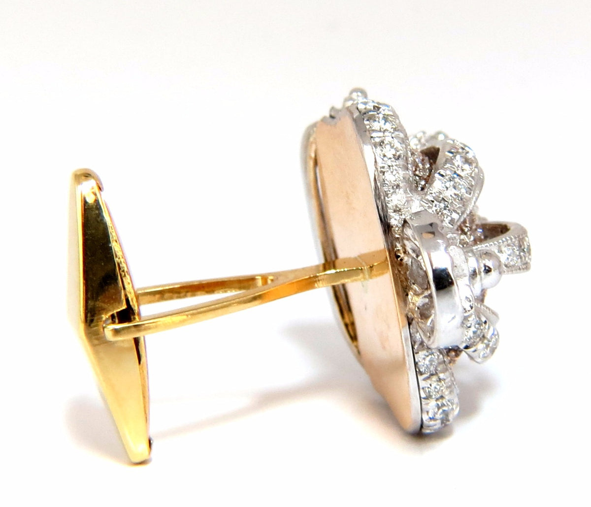 Posh Britt 3D Royal Crown 6.00ct. Diamonds Cufflinks 18Kt Kingship *v