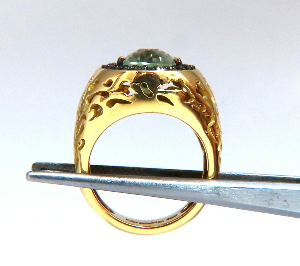 Garavelli Designer 16ct natural green amethyst diamonds ring 18kt *v
