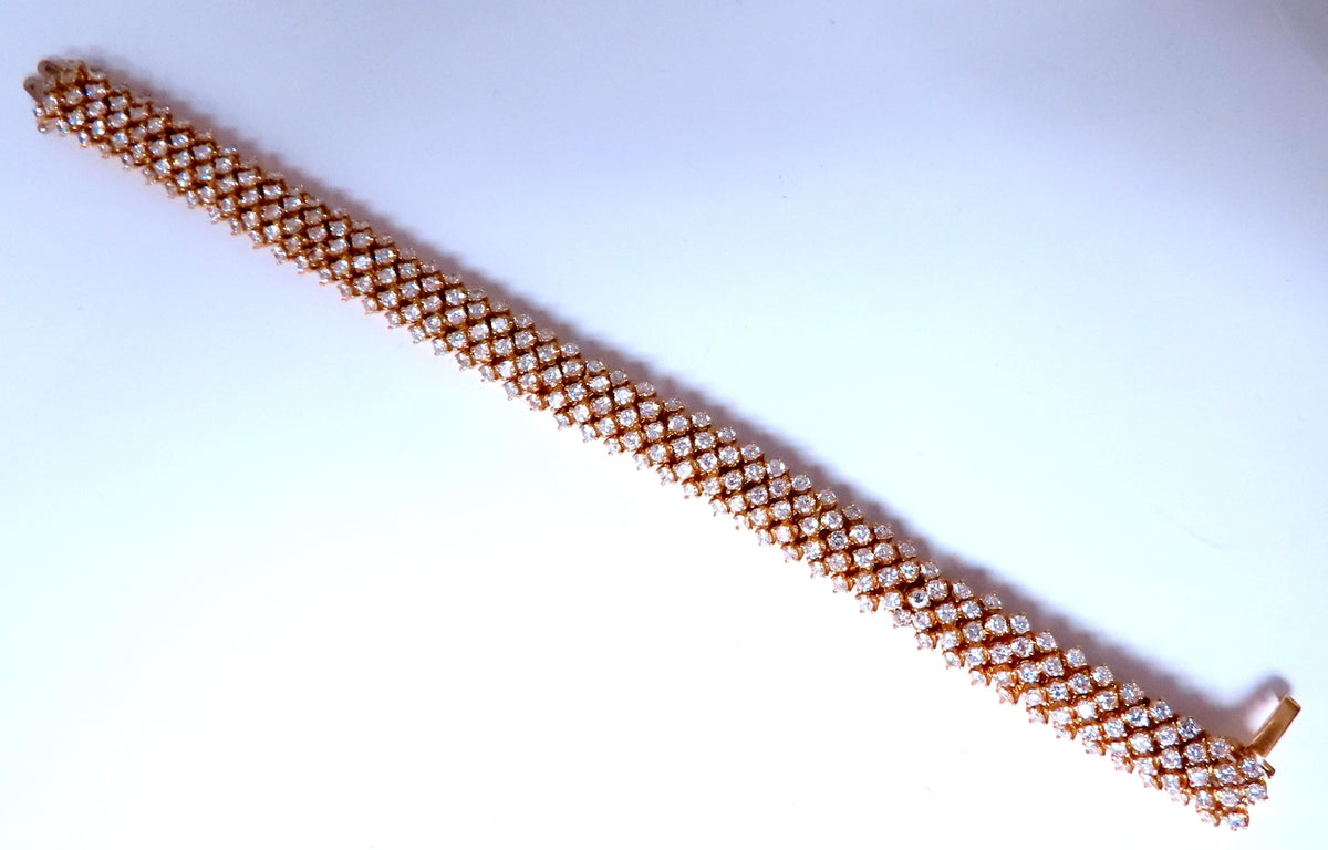 Estate 10ct Natural Round Diamonds Dome Bracelet 18kt Gold 12363 *v