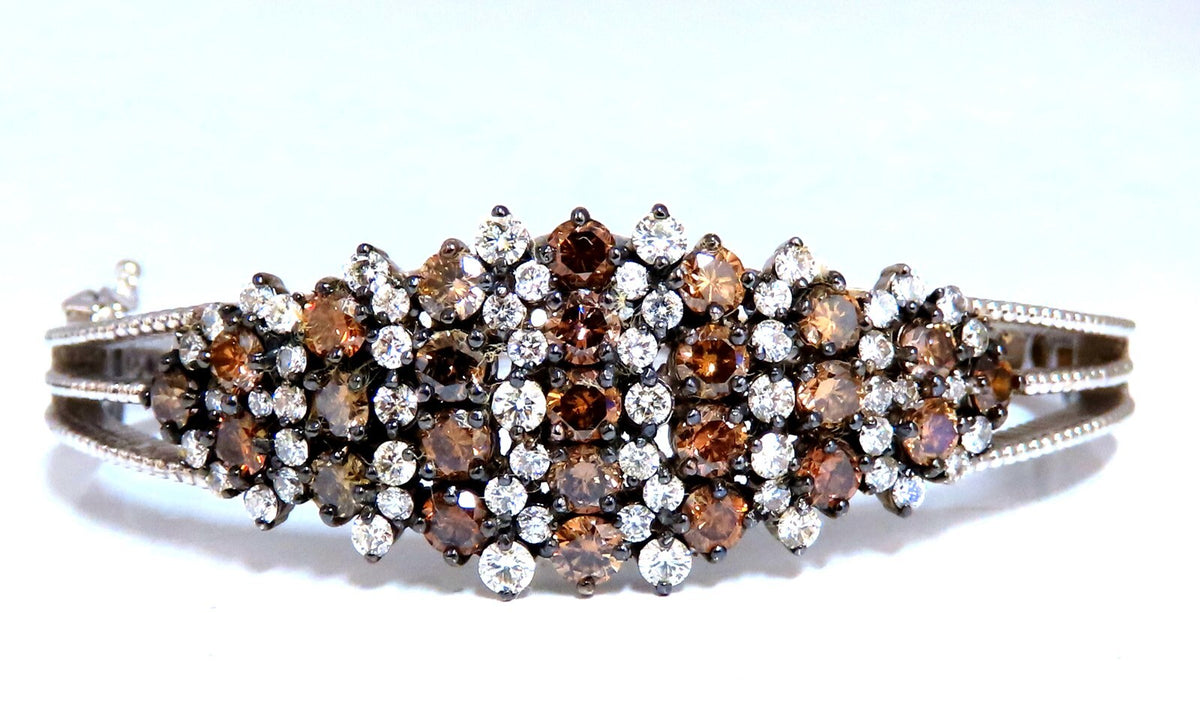 Natural Fancy Brown Diamonds Wide Cluster Bangle Bracelet 14kt *v