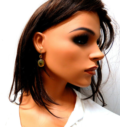 Natural Opal & Yellow Sapphire Dangle Earrings 18kt *v