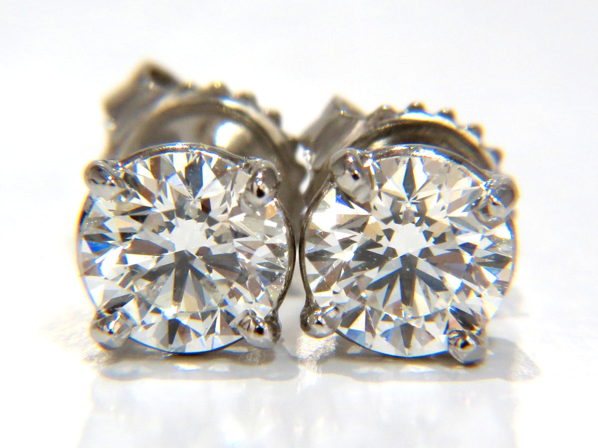 GIA 1.80CT NATURAL ROUND BRILLIANT DIAMOND STUD EARRINGS PLATINUM IDEAL *v