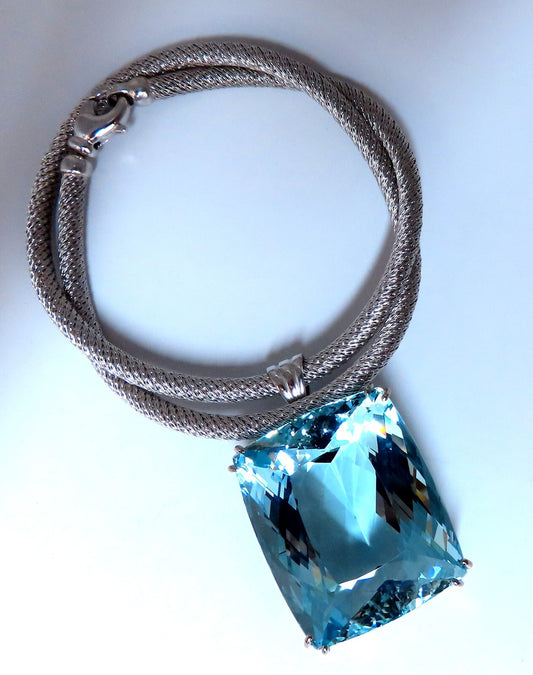 GIA Certified Natural 140.01ct  Aquamarine Diamonds Necklace 18kt & Plat *v