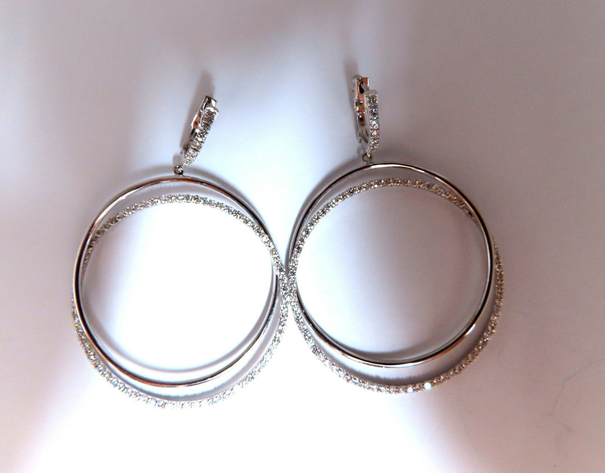 2.06ct natural diamonds loop rings dangle earrings 14kt gold *v