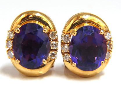 5.06 Natural Amethyst Diamonds Clip Earrings 18Kt *v