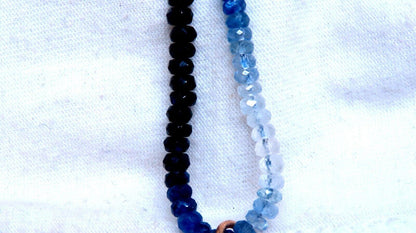 63ct natural Sapphire bead necklace 14 karat clasp Antique Onyx Drop Pendant *v