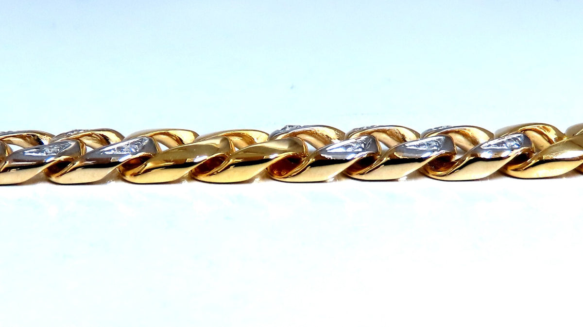 14ktgold  Mens Classic Figaro Bracelet 7.5 inch .22ct diamonds *v