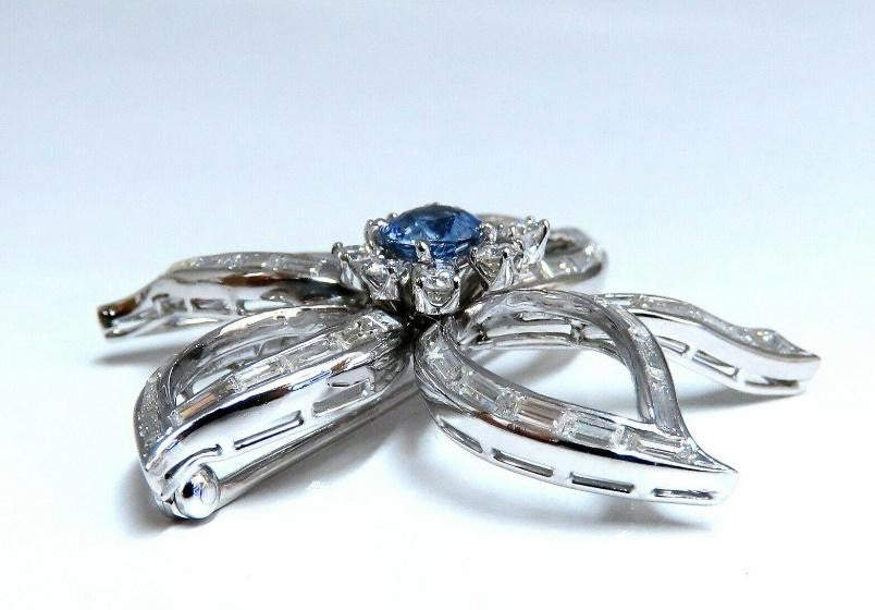 2.41ct Natural Sapphire Diamonds Platinum Brooch Platinum Baguette Ref 12326 *v