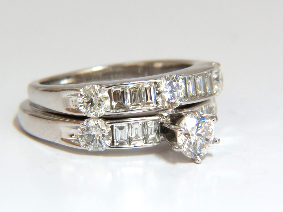 1.50CT NATURAL DIAMONDS BAGUETTE ROUNDS MATCHING BAND RING 18kt *v