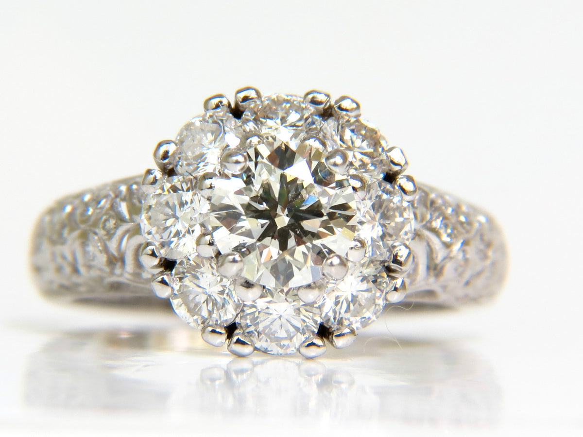 3D GILT 2.06CT CLUSTER NATURAL DIAMOND RING GOLD 14KT VS *v